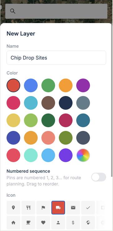 Creating a custom Chip Drop Sites layer in Power Maps with its own colour and truck icon